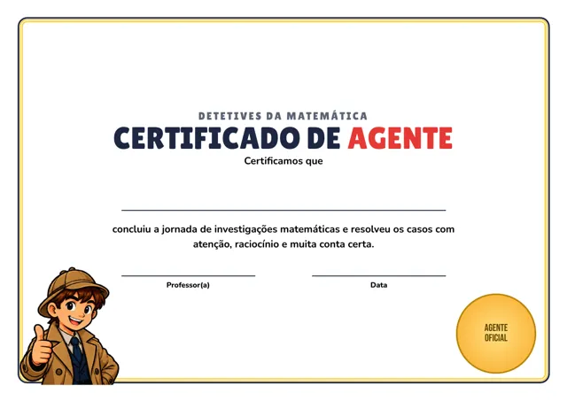 Detetives da Matemática · Bônus: certificado