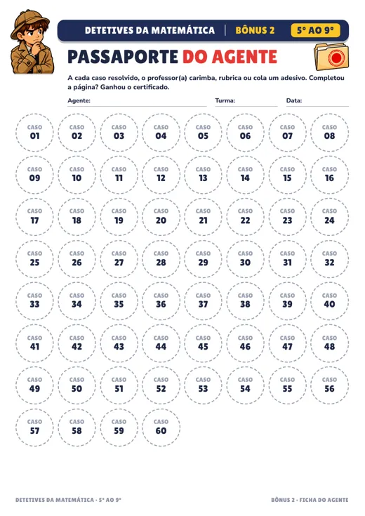 Detetives da Matemática · Bônus: passaporte