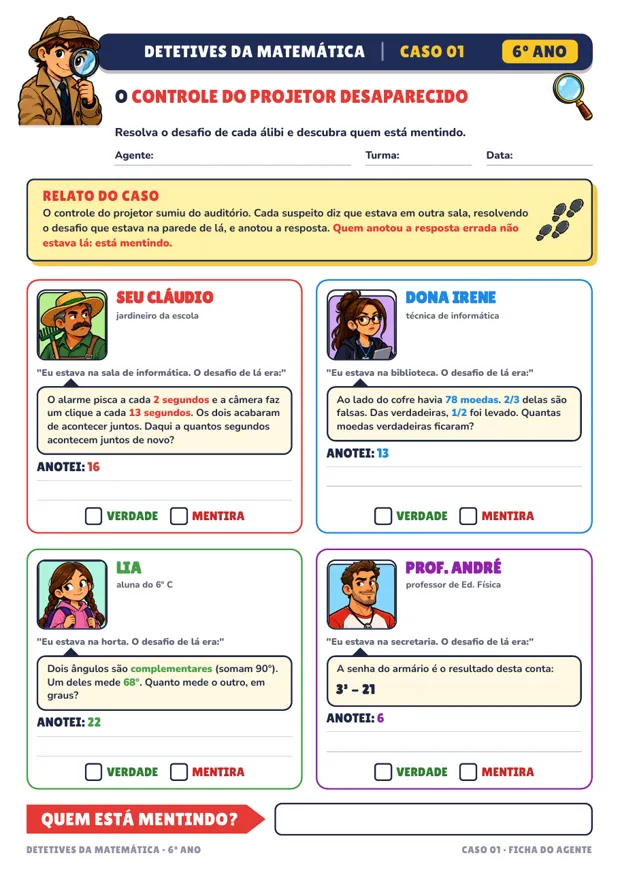 Detetives da Matemática · Página de exemplo 5
